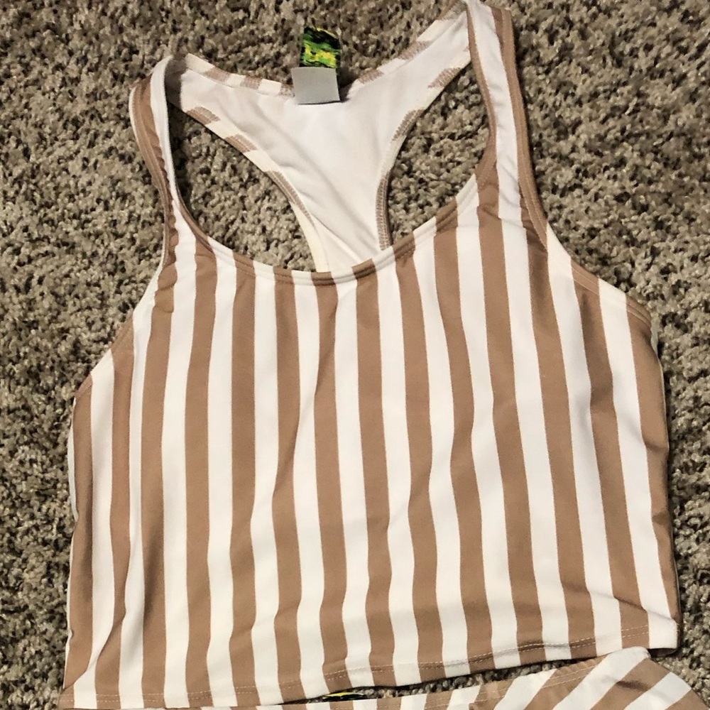 Kortni Jeane Tan Stripe Racerback